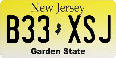 NJ license plate B33XSJ