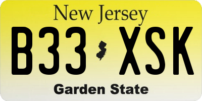 NJ license plate B33XSK