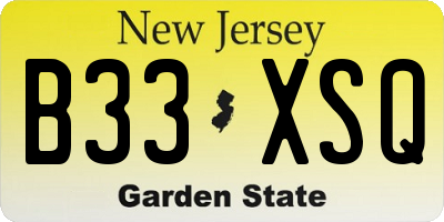 NJ license plate B33XSQ