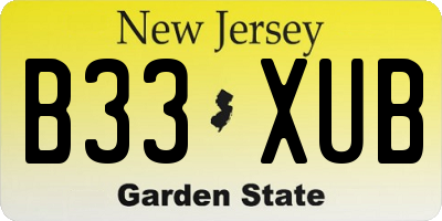 NJ license plate B33XUB