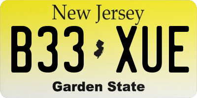 NJ license plate B33XUE