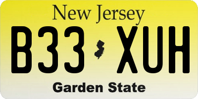 NJ license plate B33XUH