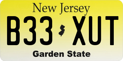 NJ license plate B33XUT