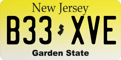 NJ license plate B33XVE