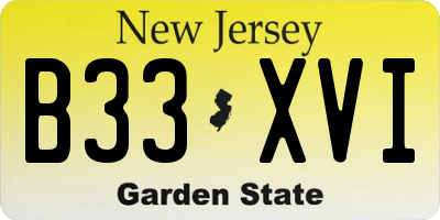 NJ license plate B33XVI