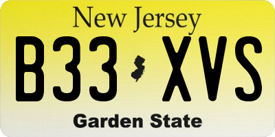 NJ license plate B33XVS