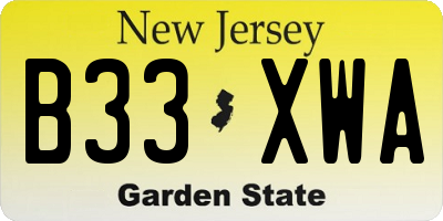 NJ license plate B33XWA