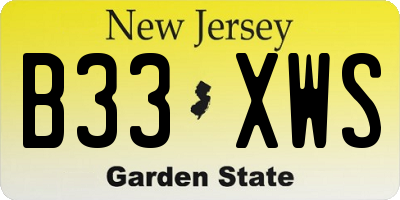 NJ license plate B33XWS