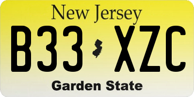 NJ license plate B33XZC