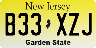 NJ license plate B33XZJ
