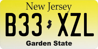 NJ license plate B33XZL