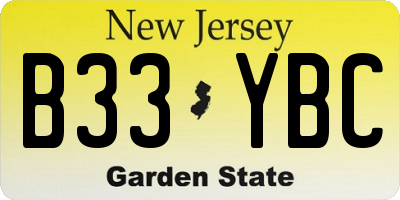 NJ license plate B33YBC