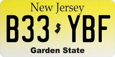 NJ license plate B33YBF