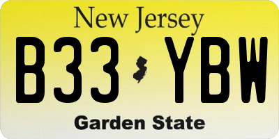 NJ license plate B33YBW