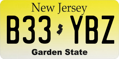 NJ license plate B33YBZ