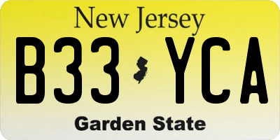 NJ license plate B33YCA