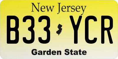 NJ license plate B33YCR