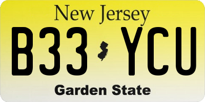 NJ license plate B33YCU