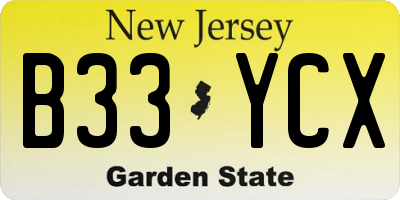 NJ license plate B33YCX