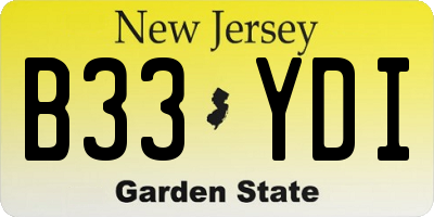 NJ license plate B33YDI