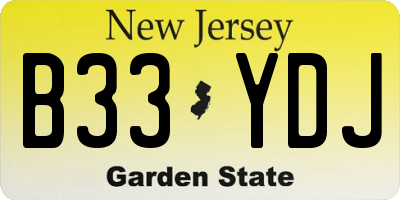 NJ license plate B33YDJ