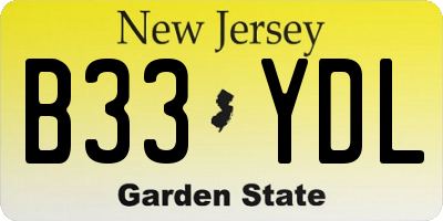 NJ license plate B33YDL