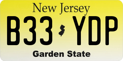 NJ license plate B33YDP