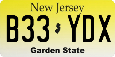 NJ license plate B33YDX