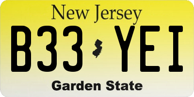 NJ license plate B33YEI