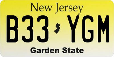 NJ license plate B33YGM