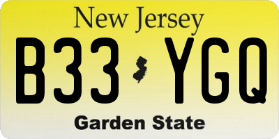 NJ license plate B33YGQ