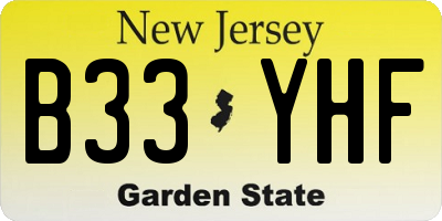 NJ license plate B33YHF