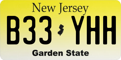 NJ license plate B33YHH