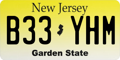 NJ license plate B33YHM
