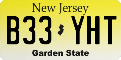 NJ license plate B33YHT