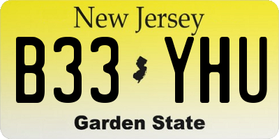 NJ license plate B33YHU