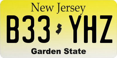 NJ license plate B33YHZ
