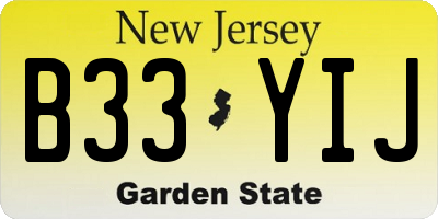 NJ license plate B33YIJ