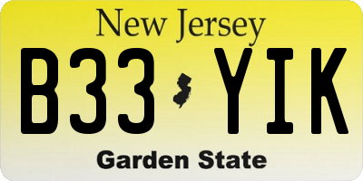 NJ license plate B33YIK