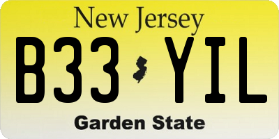 NJ license plate B33YIL