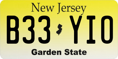 NJ license plate B33YIO