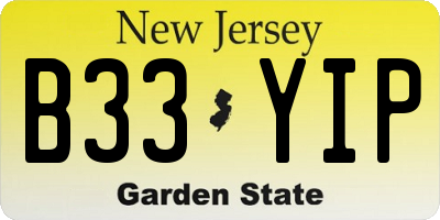 NJ license plate B33YIP
