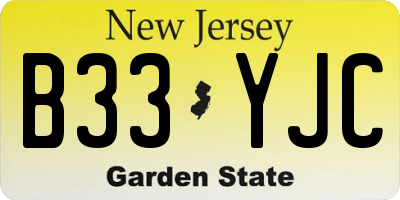NJ license plate B33YJC