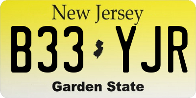 NJ license plate B33YJR
