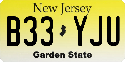 NJ license plate B33YJU
