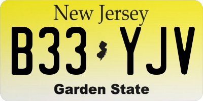 NJ license plate B33YJV