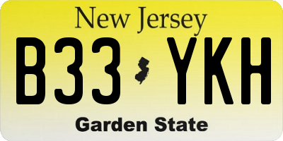 NJ license plate B33YKH