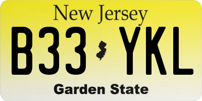 NJ license plate B33YKL