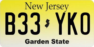 NJ license plate B33YKO