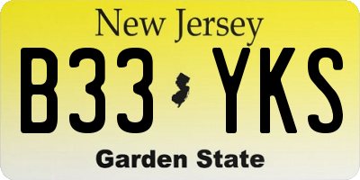 NJ license plate B33YKS